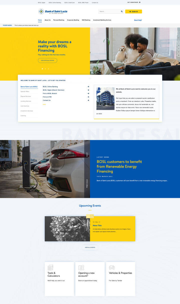 Bank of Saint Lucia redesigned website